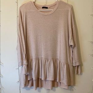 Cream sleeve to wrist blouse